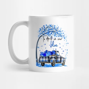 In April We Wear Blue Autism Awareness Puzzle Truck Mug